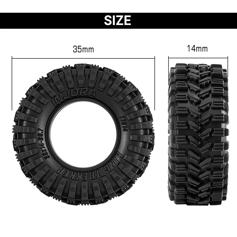 T7014 INJORA 0.7" 35*14mm King Trekker Tires for 1/30 SCX30 (T7014) (4)