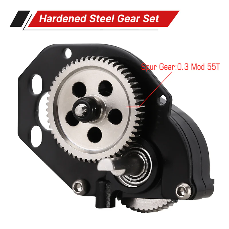 SCX24-130BK INJORA CNC Aluminum Complete Transmission Gearbox for Axial SCX24 AX24 - Black