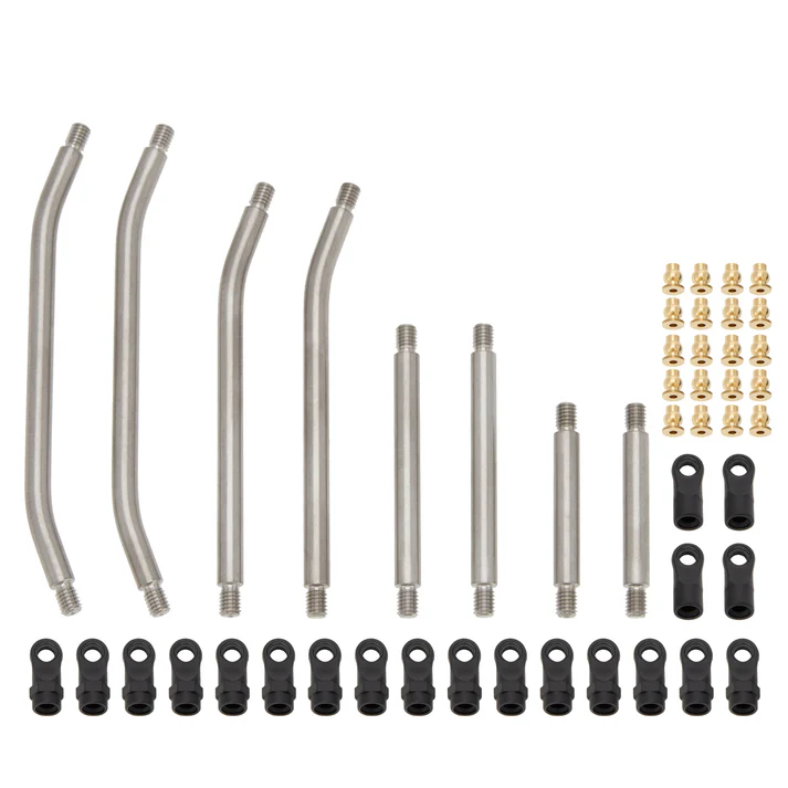 MEUS Racing SCX24 Gladiator Double Bent Links High Clearance Chassis Links Set for Axial 1/24 RC Crawler (Titanium)