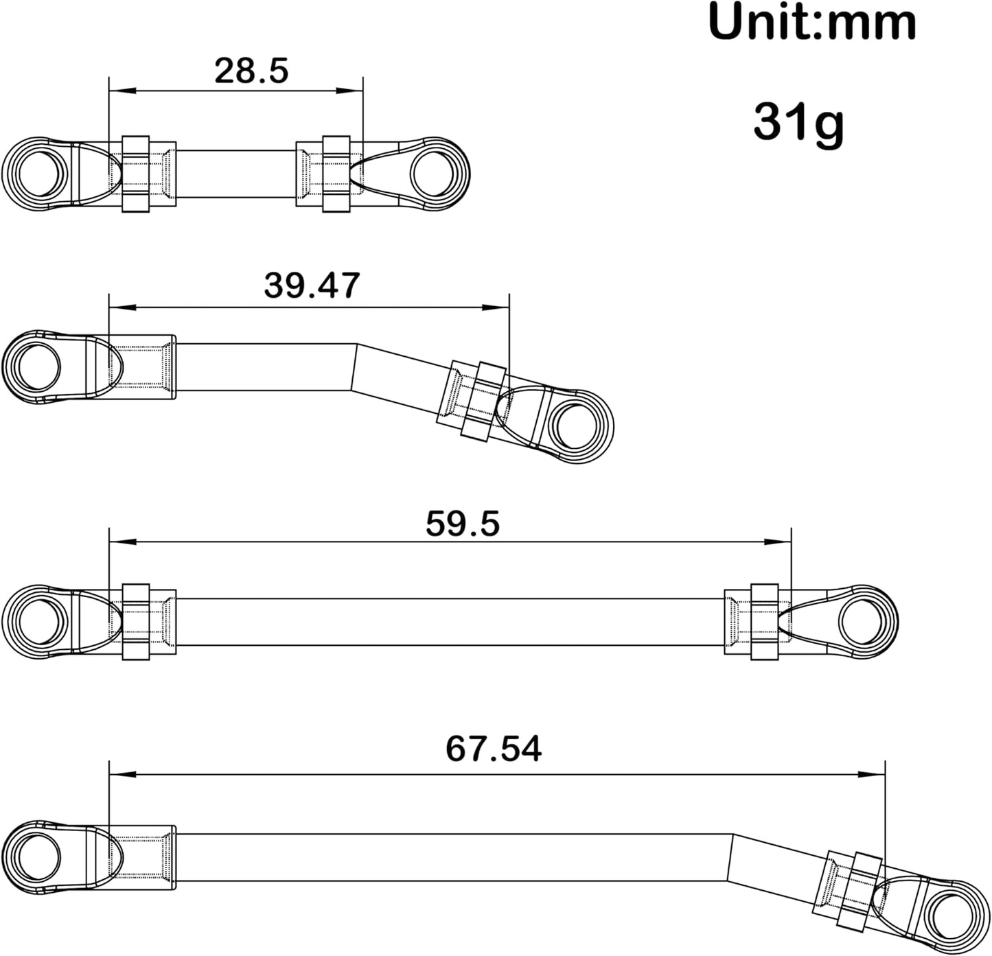 MEUS Racing SCX24 Gladiator High Clearance Links Set for Axial 1/24 RC Crawler (Titanium)