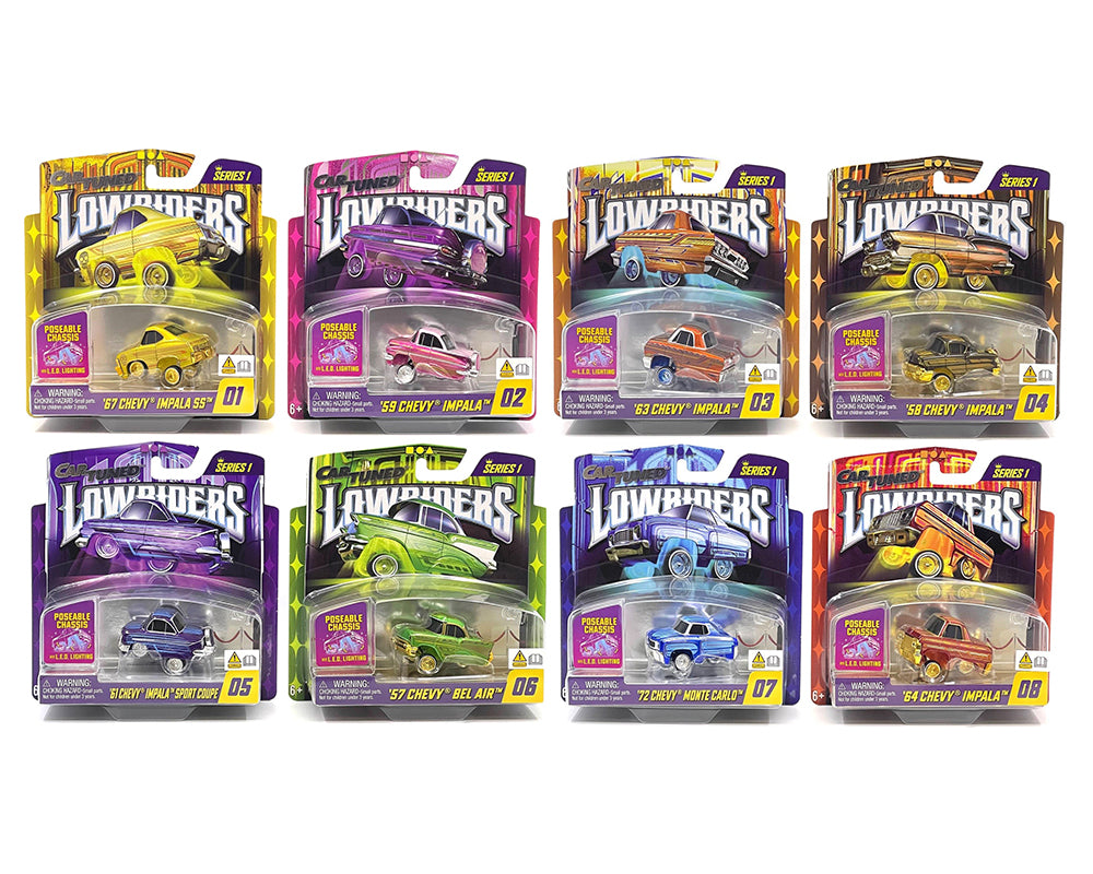 CarTuned 597346 1:64 Lowriders SHOW GLOW Series 1 Assortment of 8