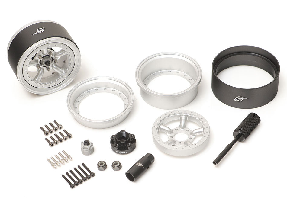 BRPB052FSFS ProBuild™ 1.9" Spectre Adjustable Offset Aluminum Beadlock Wheels (2) Flat Silver/Flat Silver