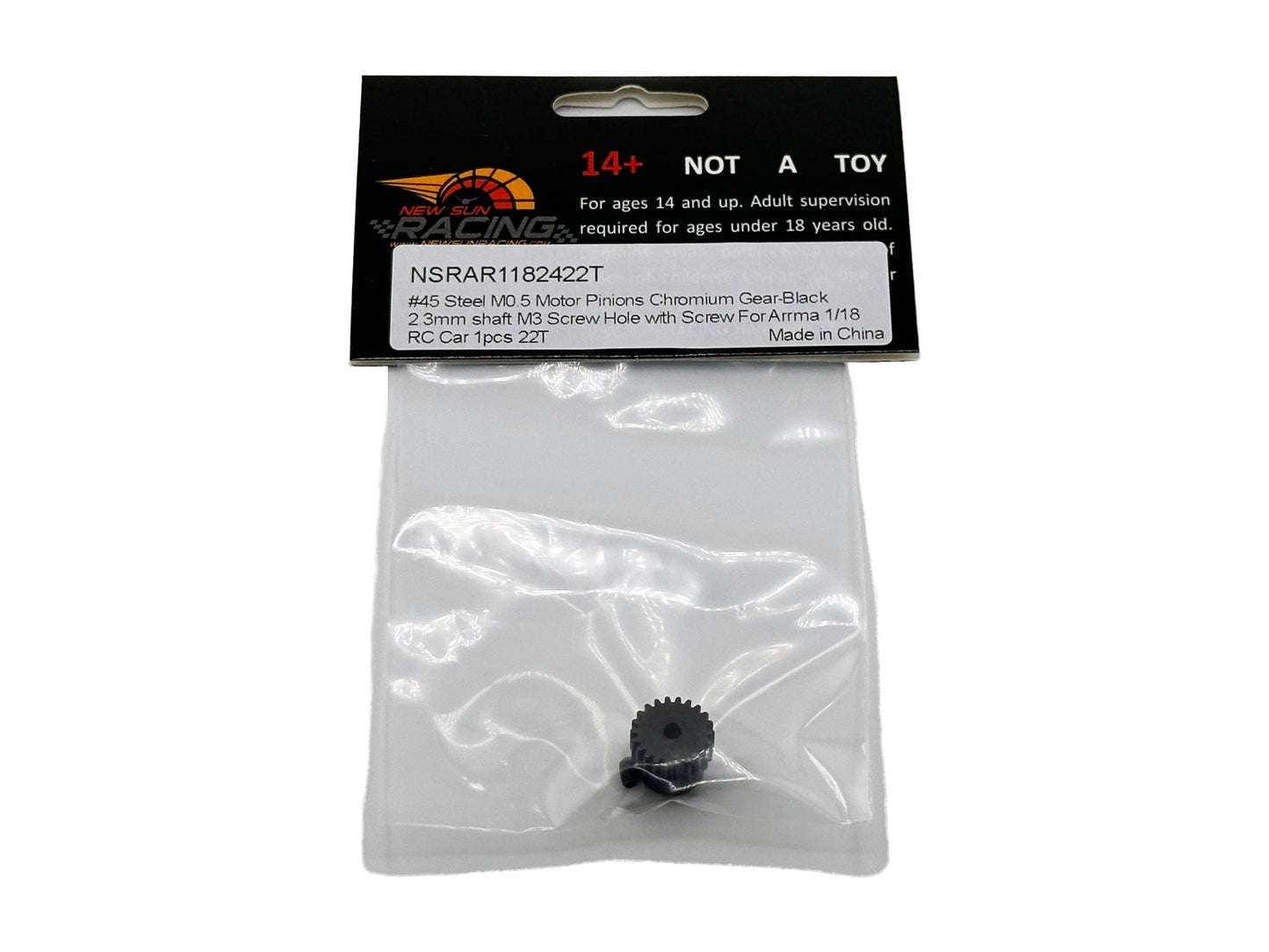 NSRAR11824-22T Steel M0.5 Motor Pinions 2.3mm Shaft For Arrma 1/18