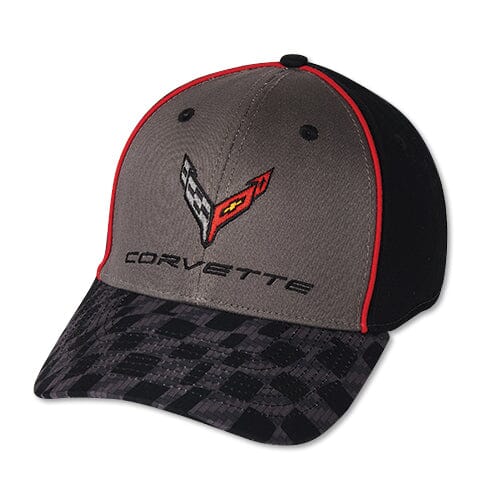 PN712 Corvette Next Generation Carbon Flash Checkered Bill Baseball Hat -Black