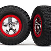 5867  Tire & wheel assy, glued (SCT chrome, red beadlock style wheels, BFGoodrich® Mud-Terrain™ T/A® KM2 tires, inserts) (2)(4WD front/rear, 2WD rear only)