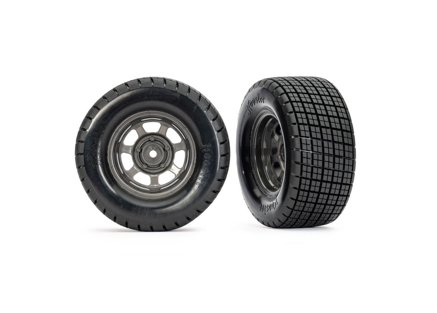 10473X Dirt Oval Gray Front Wheels w/ Hoosier Tires (2)