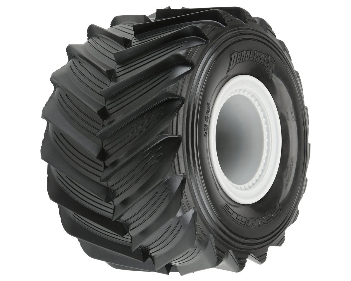 PRO1018715 Demolisher F/R 2.6"/3.5" MT Tires Mounted 12mm Gray Wheels (2)