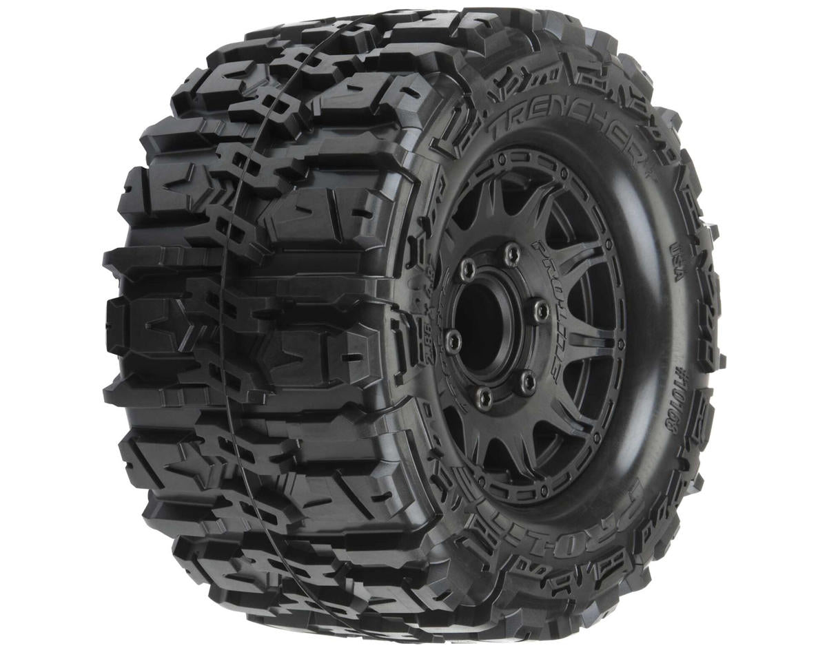 PRO1016810 Trencher HP Belted 2.8" Pre-Mounted Truck Tires (M2) (2) (Black) w/Raid Rear Wheels