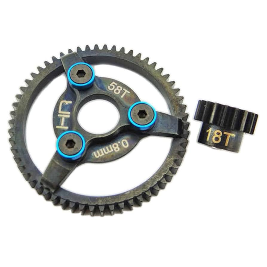 HRSTE258 - Steel Pinion and Spur Gear Set (18t/58t 32p)(Blue) - TRA