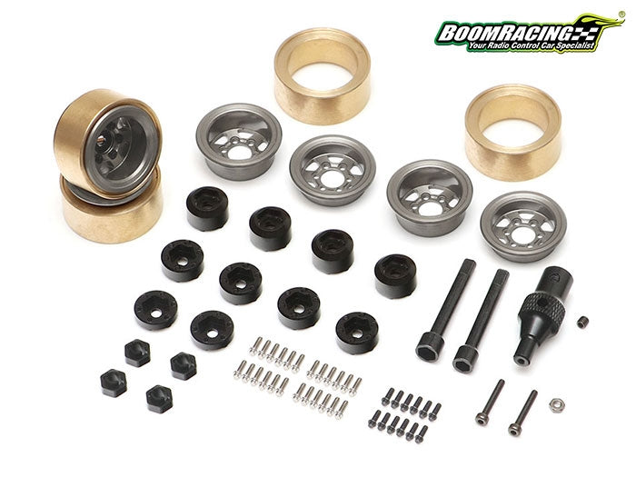 BRW780938TE37-GM KRAIT™ 1.0" TE37 Beadlock Wheel w/ Brass Rings & Hub Options Set (4) Gun Metal