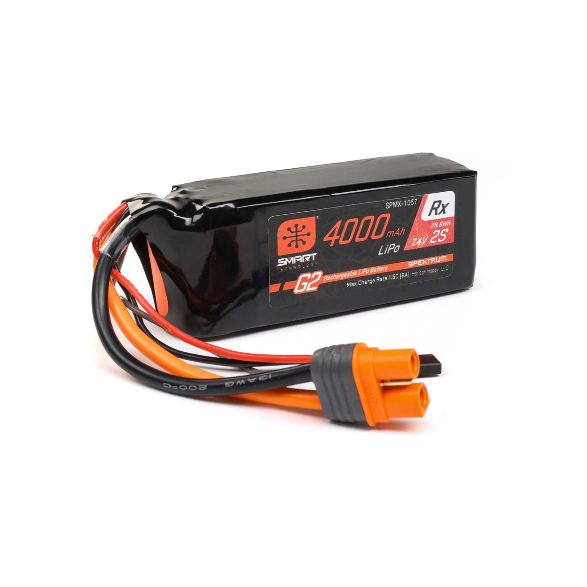 SPMX-1057 Spektrum Accessories 7.4V 4000mAh 2S 15C Smart G2 Receiver LiPo Battery: IC3