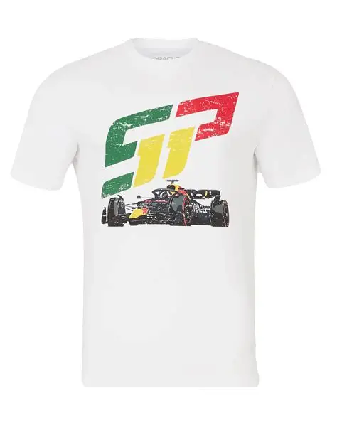 TU5396White Red Bull Racing F1 Sergio "Checo" Perez Race Car T-Shirt -