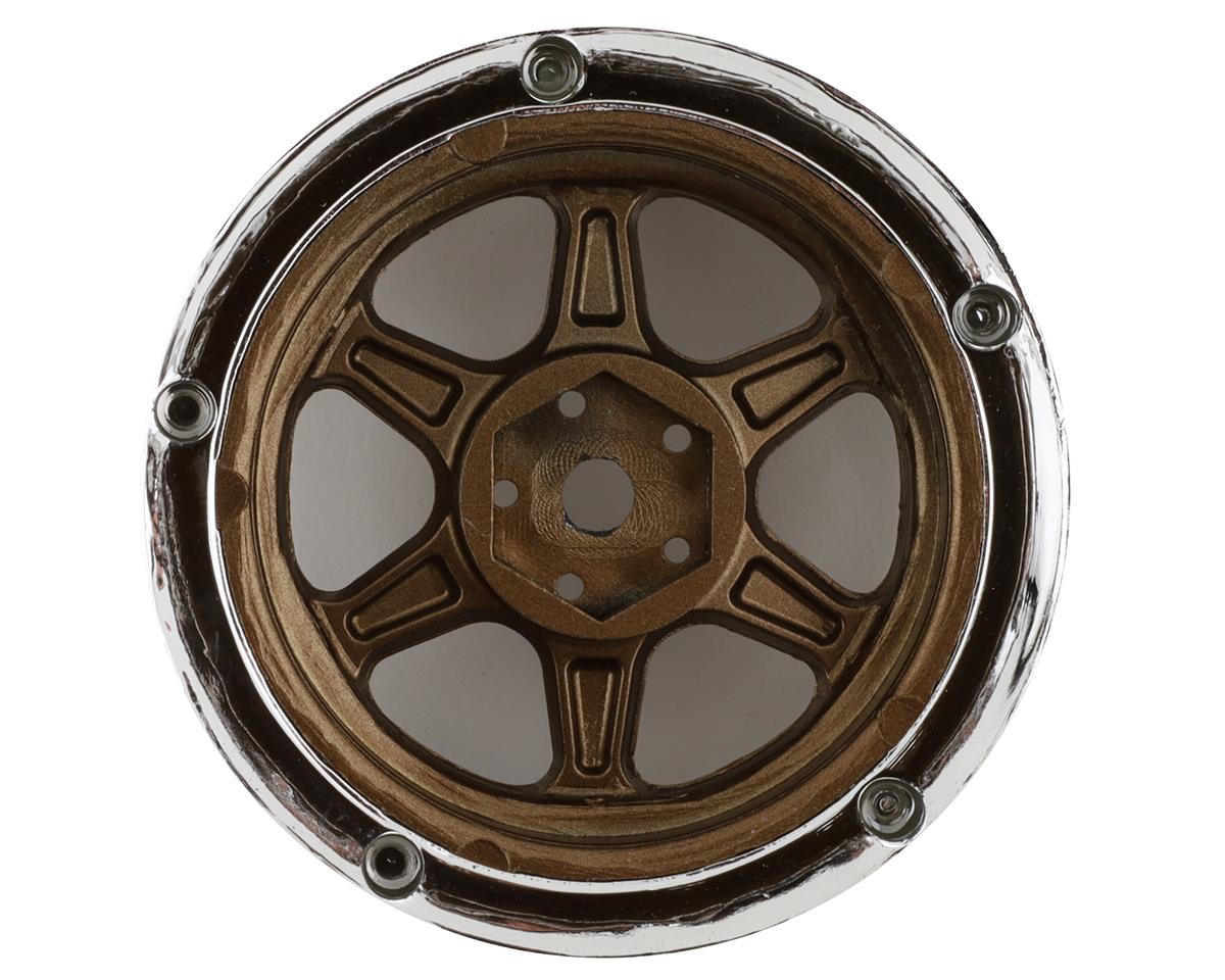 DSC-DE-222 DS Racing Drift Element 6 Spoke Drift Wheels (Bronze & Chrome w/Gold Rivets) (2) (Adjustable Offset) w/12mm Hex