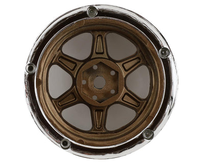 DSC-DE-222 DS Racing Drift Element 6 Spoke Drift Wheels (Bronze & Chrome w/Gold Rivets) (2) (Adjustable Offset) w/12mm Hex