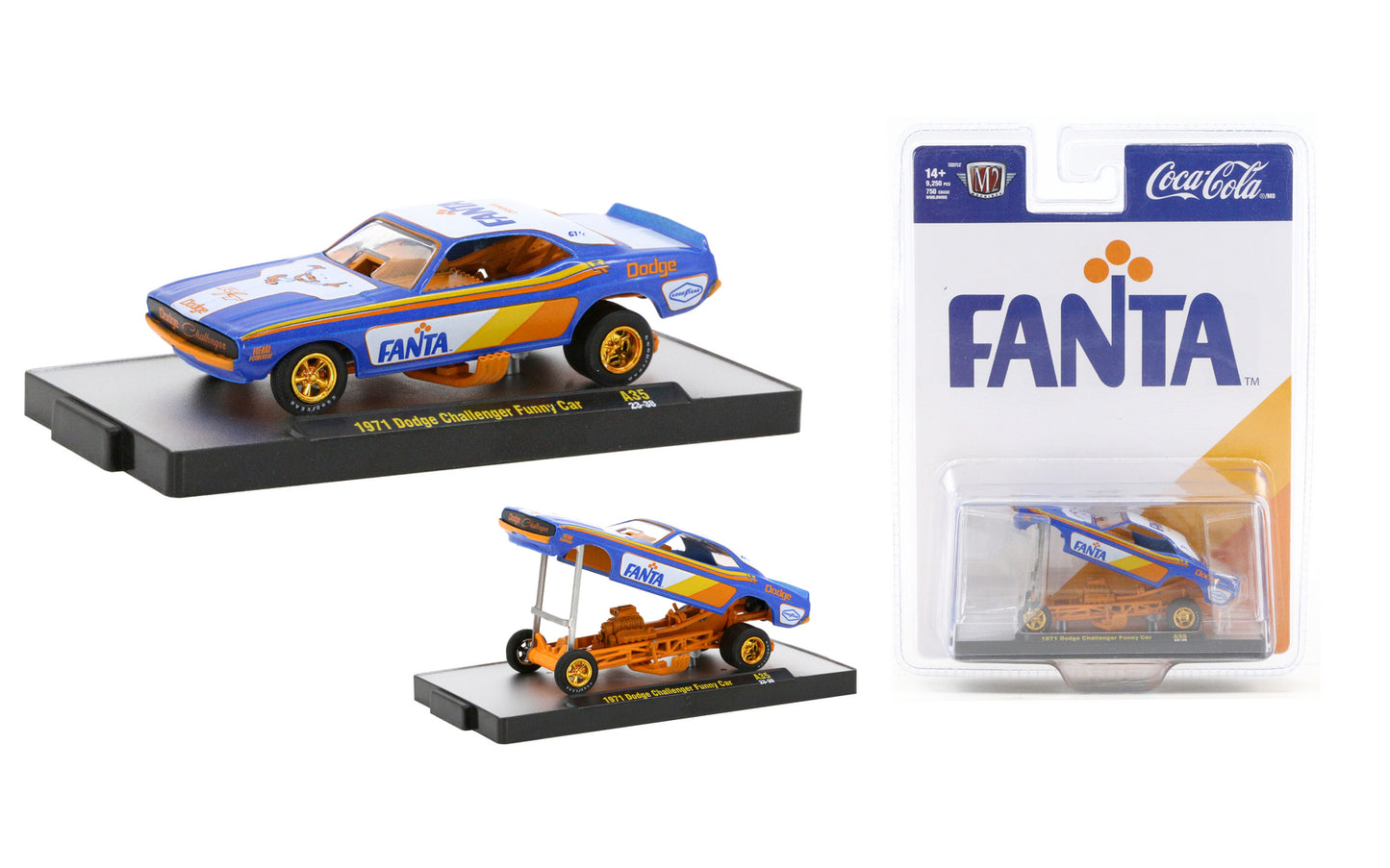 M2Machines 52500-A35 1:64th Scale Fanta 1971 Dodge Challenger Funny Car - CHASE!