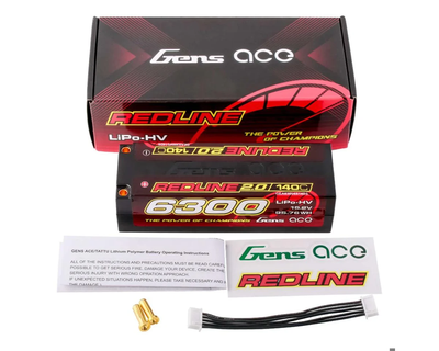 GEA63004S14D5 Gens Ace Redline 2.0 4S LiHV Battery 140C (15.2V/6300mAh) w/ 5.0mm Bullet