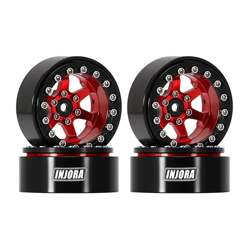 YQW-1313RD INJORA 1.3" Aluminium -5.25mm Offset Wheels for Micro Crawlers (W1313) - RED