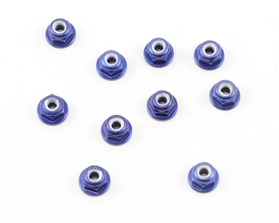 ASC25392 3mm Aluminum Flanged Locknut (Blue) (10)