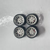 HotWheels 1/64 Custom Alloy Wheels And Rubber Tires - Silver