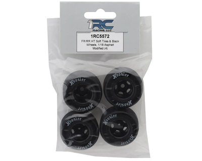 1RC5572 1RC Racing Pre-Mounted 1/18 Asphalt Modified Hoosier Tires (Black) (4) (F/R) (Soft)