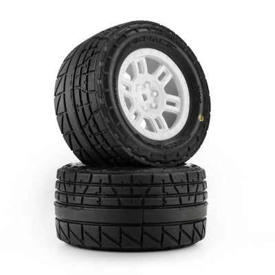 PRO1034513 Pro-Line Racing 1/16 Menace Front/Rear Street Tires Mounted 12mm White Split Six (2): ARRMA MINI KRATON