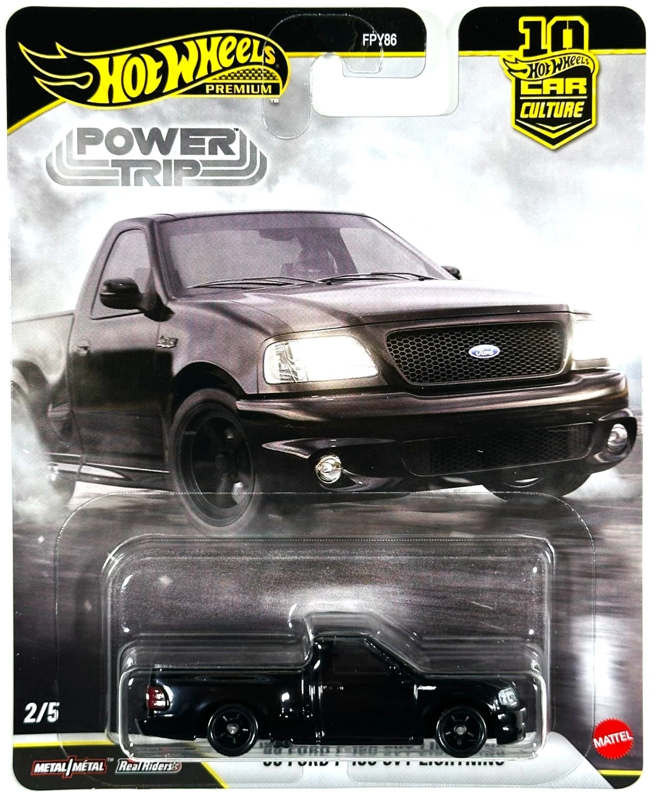 HWJFK33 Hot Wheels Premium Car Culture Power Trip '99 Ford F-150 SVT Lightning from FPY86-961R Case