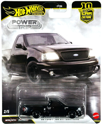 HWJFK33 Hot Wheels Premium Car Culture Power Trip '99 Ford F-150 SVT Lightning from FPY86-961R Case