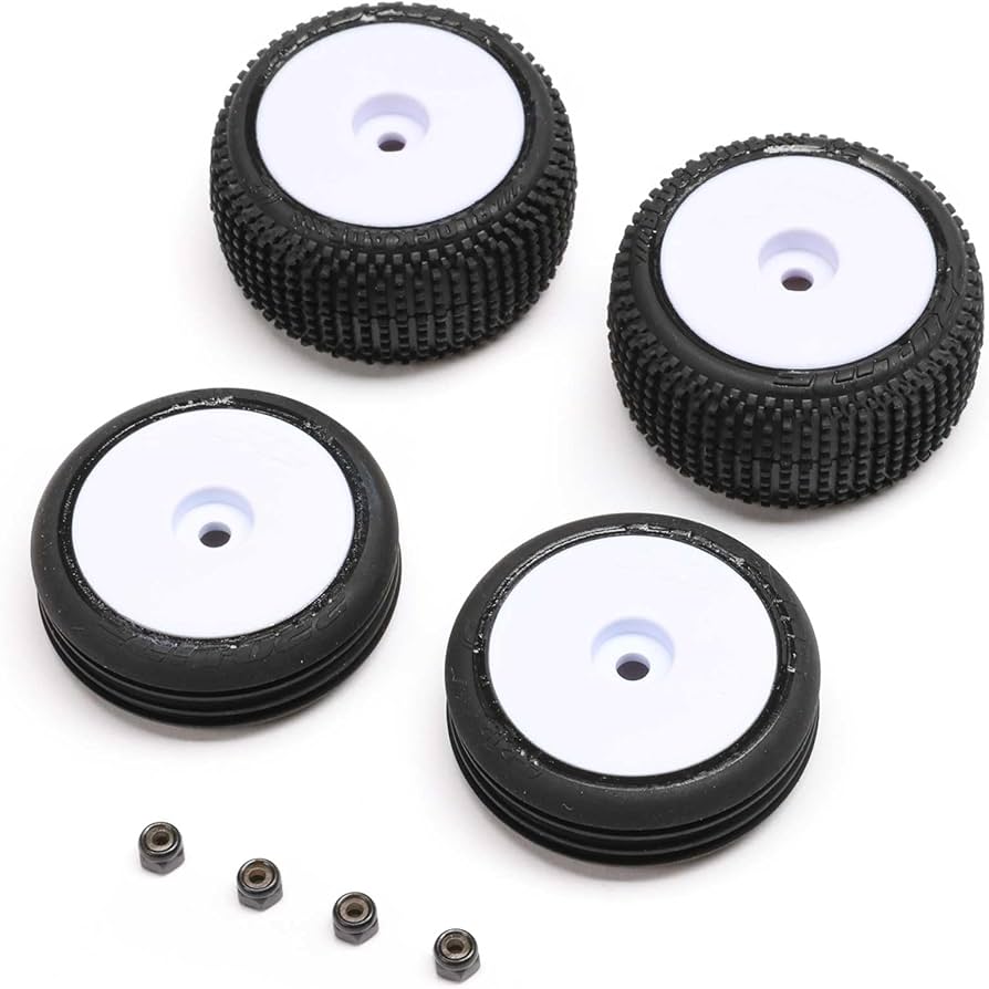 LOS-1763 Tires & Wheels Mounted, White: Micro-B