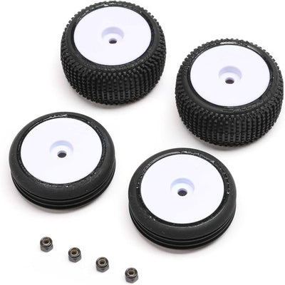 LOS-1763 Tires & Wheels Mounted, White: Micro-B