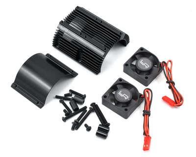 YA-0261BK 1/8 Twin Fan Aluminum Heat Sink w/2 Fans (Black)