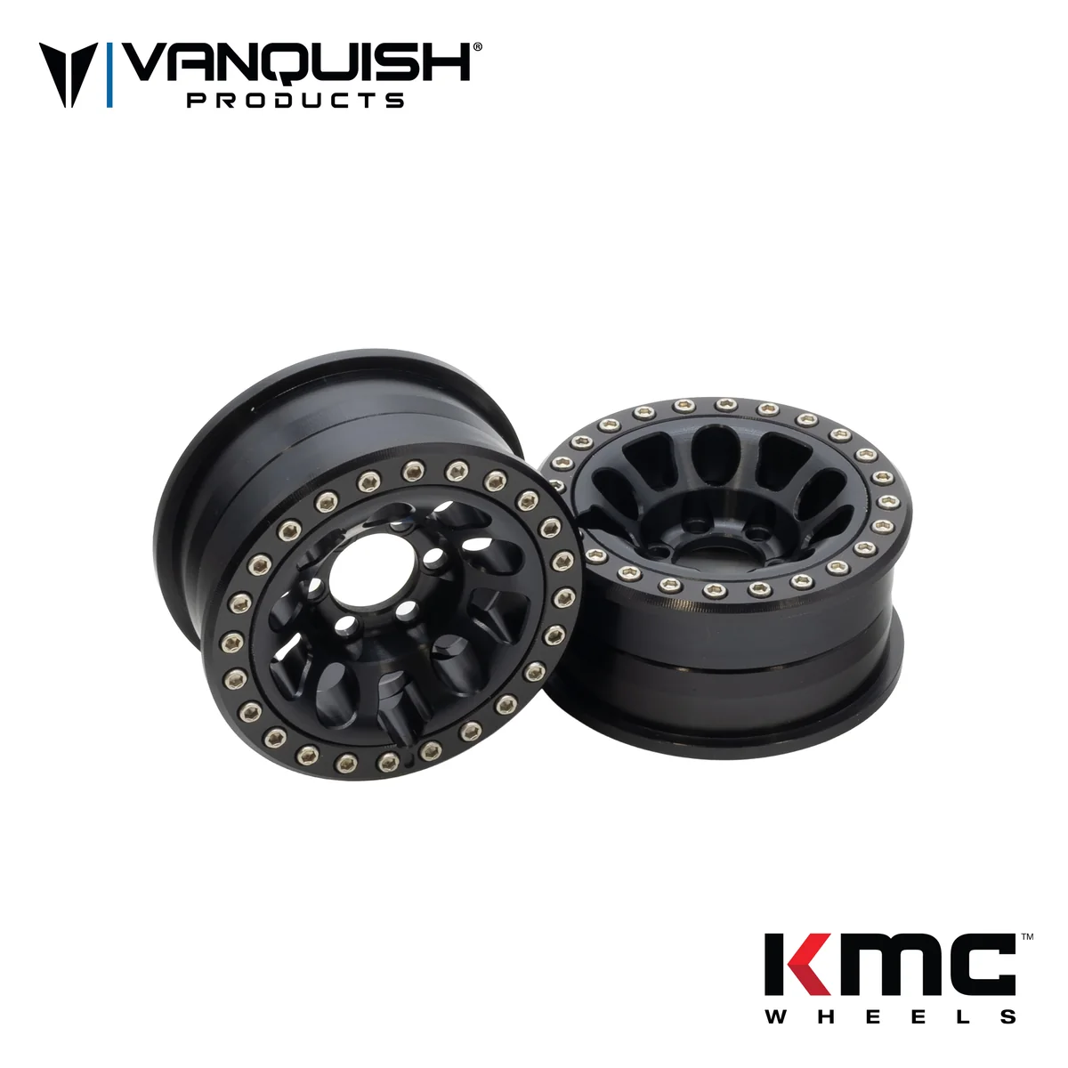 VPS06943 Vanquish Products 1.9" KMC KM241 E25 CNC Aluminum Crawler Beadlock Wheels (Black)