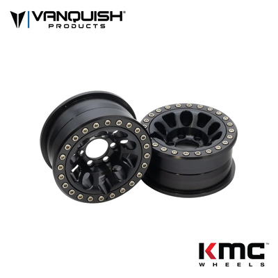 VPS06943 Vanquish Products 1.9" KMC KM241 E25 CNC Aluminum Crawler Beadlock Wheels (Black)