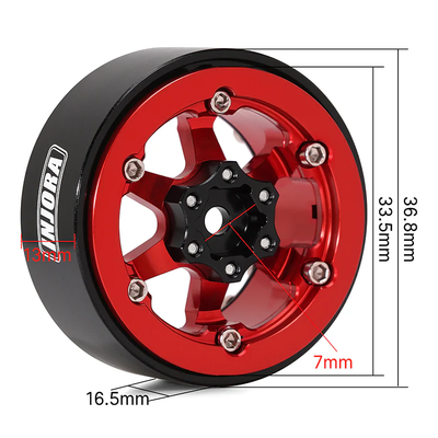 YQW-1313RD INJORA 1.3" Aluminium -5.25mm Offset Wheels for Micro Crawlers (W1313) - RED
