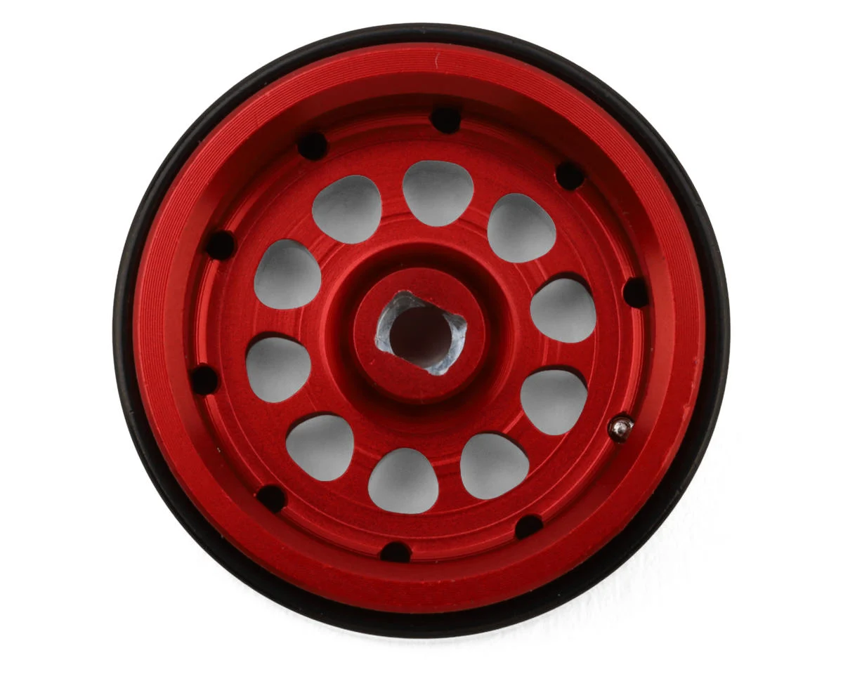 X0053W68ST Treal Hobby Type E 0.7" Aluminum Micro Crawler Beadlock Wheels (Red) (4) (9.5g ea) w/Brass Rings