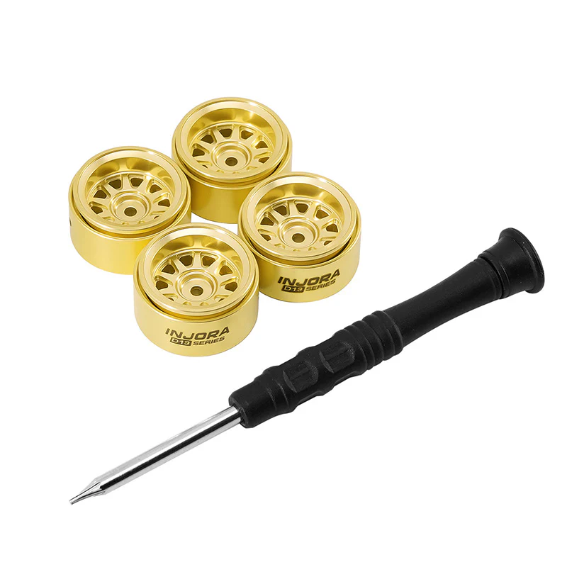 W7007BR-19 INJORA 0.7" D19 Brass Beadlock Wheels for 1/30 SCX30 (W7007)