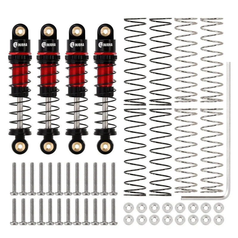 SCX24-131BR-4 INJORA 39mm Aluminum Threaded Oil Shocks for Axial SCX24 FMS FCX24M (Black/Red)