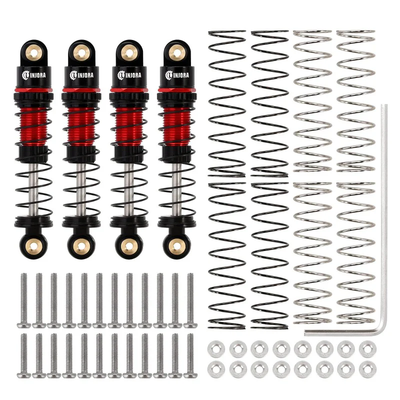 SCX24-131BR-4 INJORA 39mm Aluminum Threaded Oil Shocks for Axial SCX24 FMS FCX24M (Black/Red)