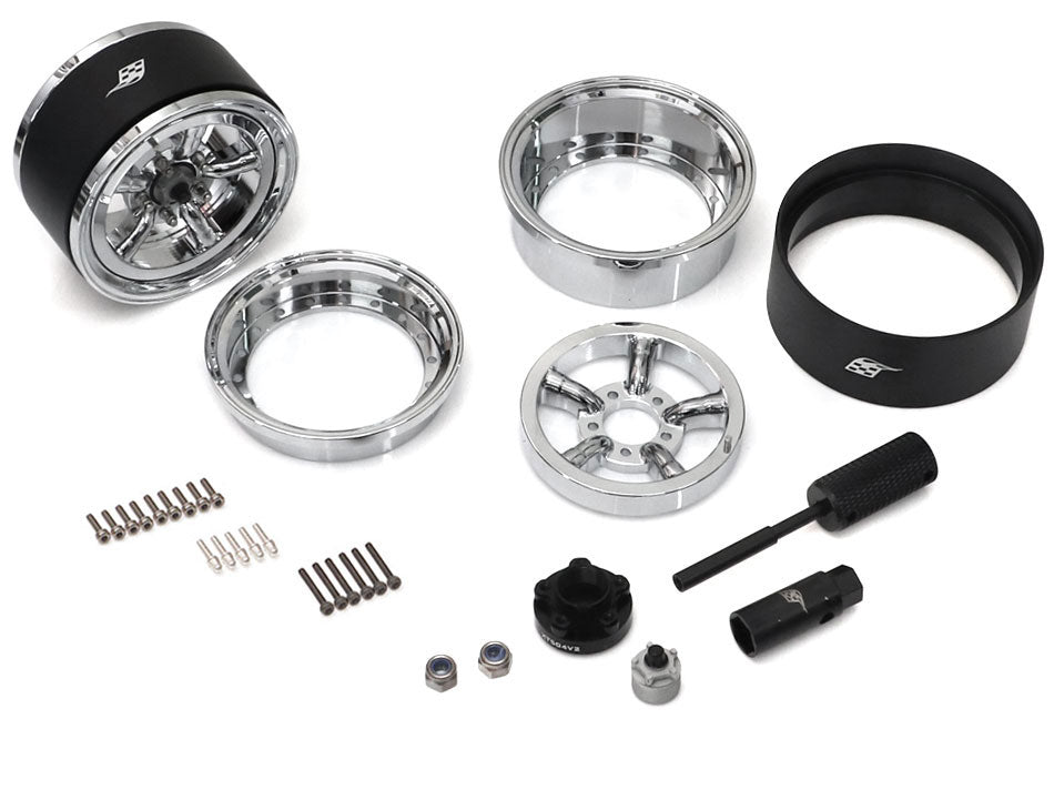 BRPB055CRCR ProBuild™ 1.9" M5 Adjustable Offset Aluminum Beadlock Wheels (2) Chrome/Chrome