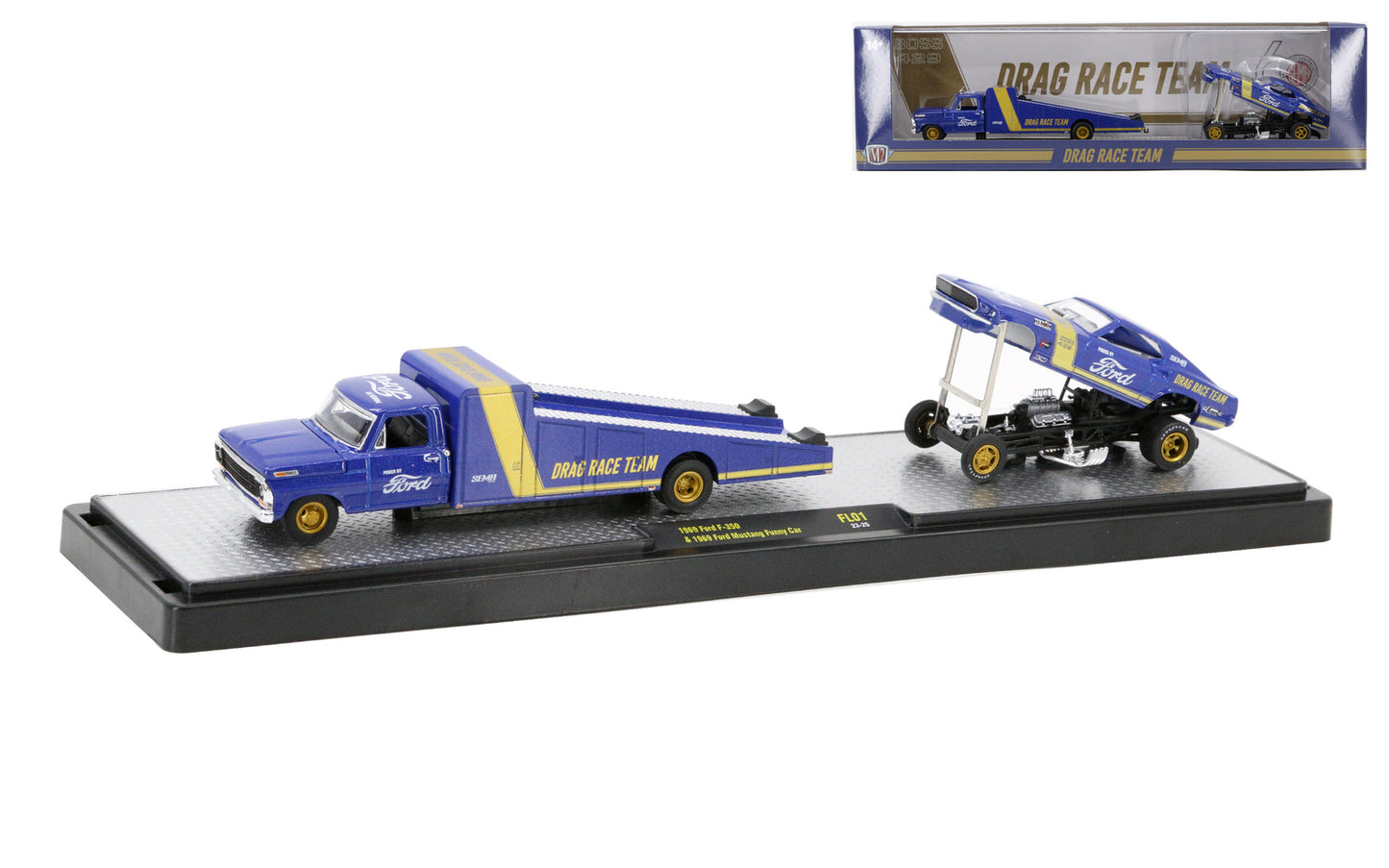 M2Machines 36000-FL01 1:64th scale Auto Haulers Ford Drag Race Team Pack SEMA Exclusive