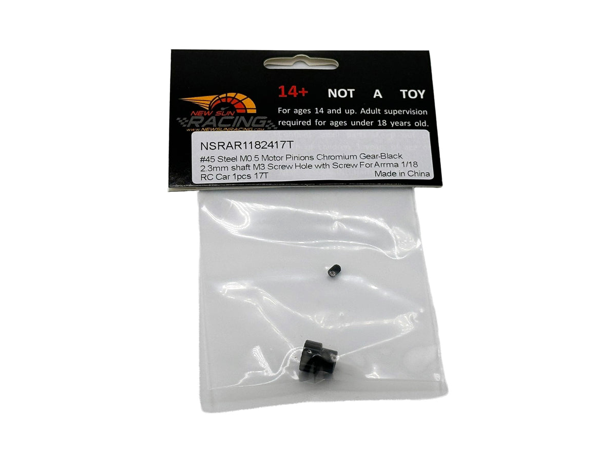 NSRAR11824-17T Steel M0.5 Motor Pinions 2.3mm Shaft For Arrma 1/18