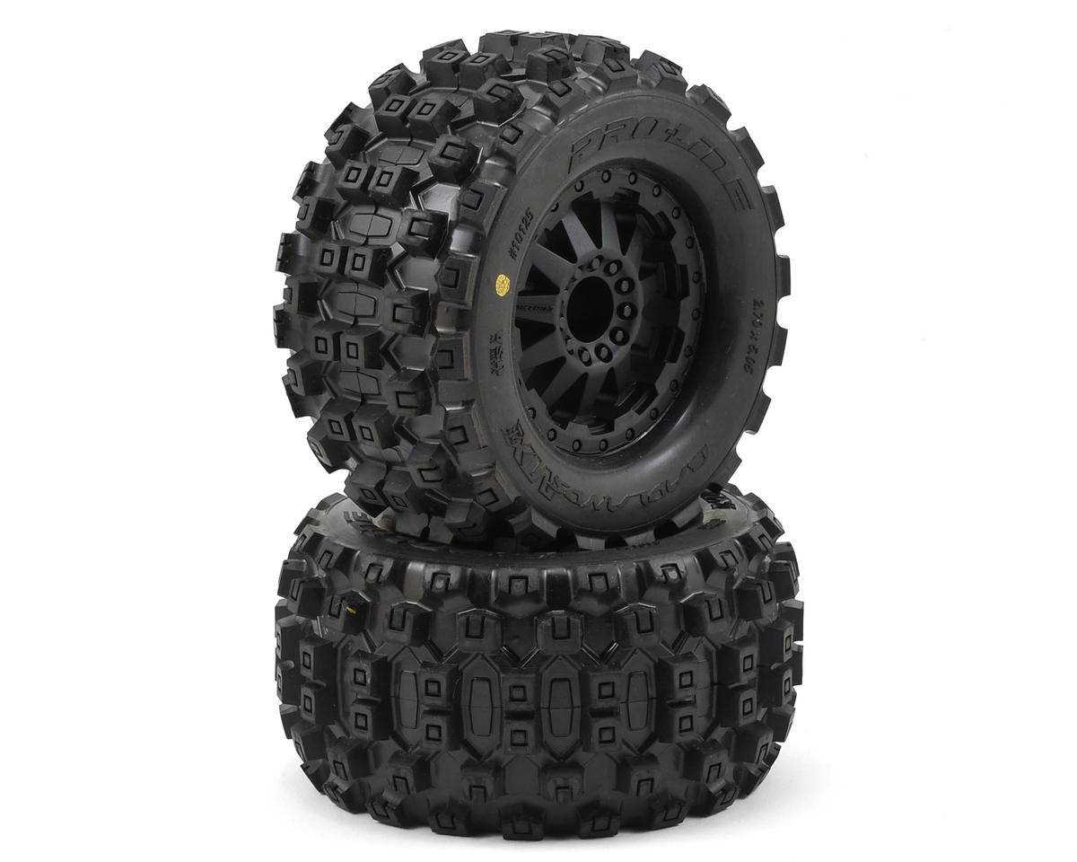 PRO1012514 Badlands MX28 2.8" Tires w/F-11 Nitro Rear Wheels (2) (Black) w/12mm Hex