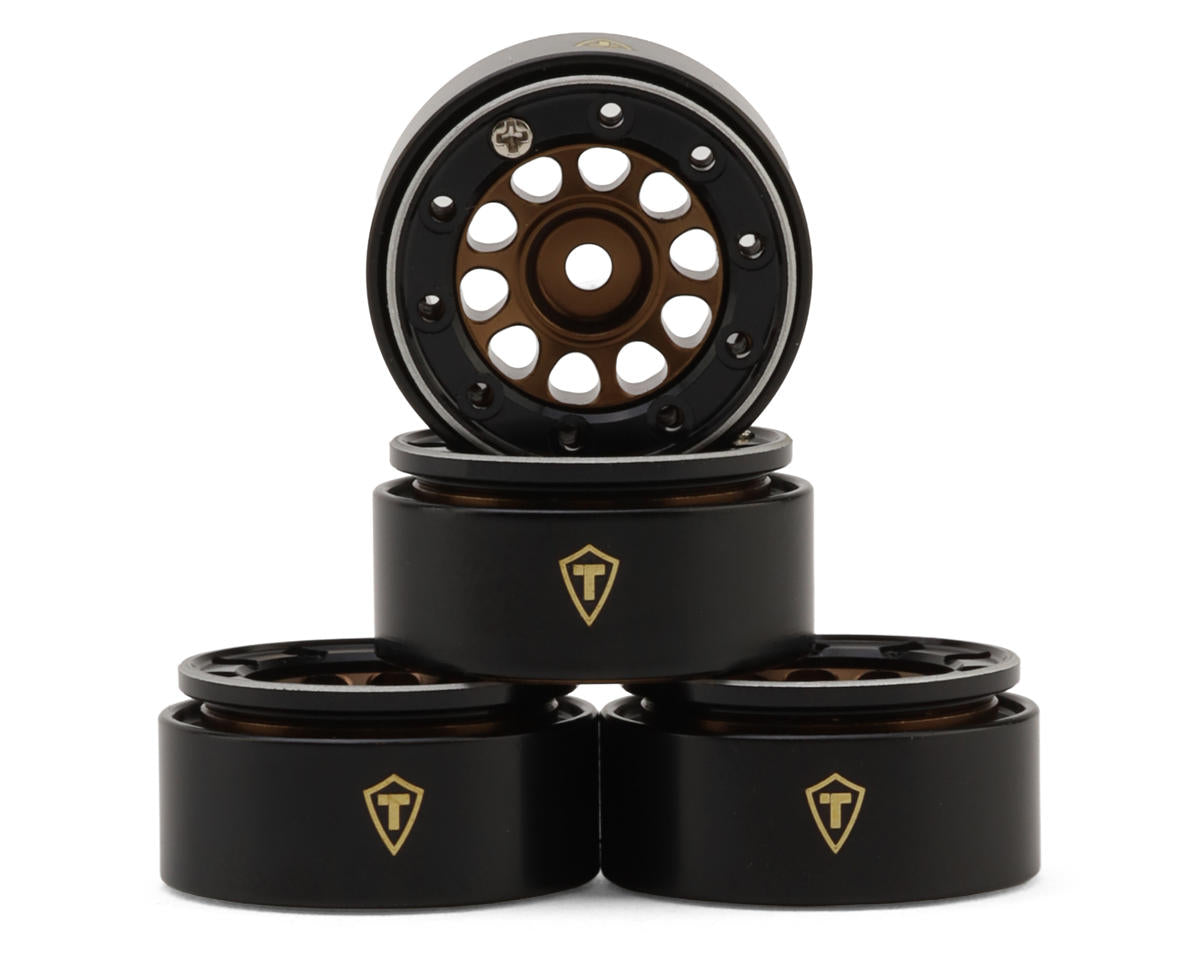 X0053W68TD Treal Hobby Type E 0.7" Aluminum Micro Crawler Beadlock Wheels (Bronze) (4) (9.5g ea) w/Brass Rings