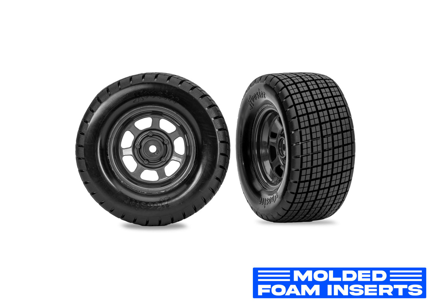 10474R Dirt Oval Gray Rear Wheels w/ Hoosier Tires (2)