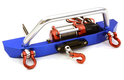 INTC26990BLUE High Torque Winch w/ Scale Front Bumper for Axial 1/10