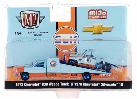 M2Machine 39200-MJS07 M2 1:64 Mijo Exclusive Auto Hauler Chevy C30 Wedge Truck & 78 Chevy C1 CHASE