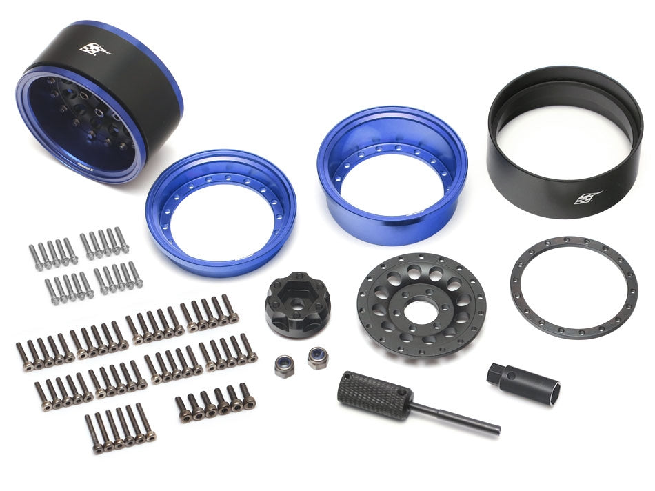 BRPB012BBK ProBuild™ 1.9" R12 Adjustable Offset Aluminum Beadlock Wheels (2) Blue/Matte Black