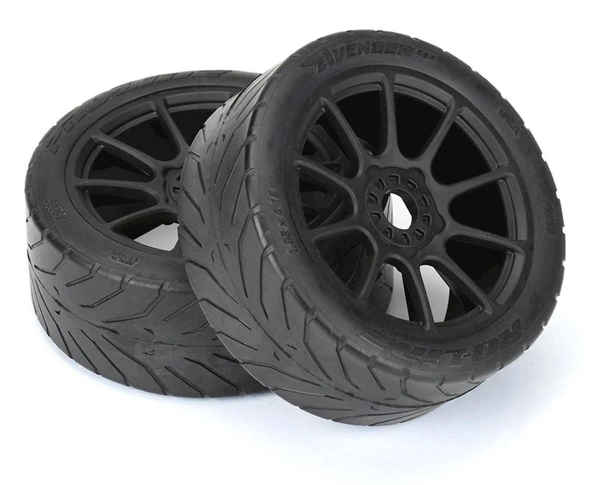 PRO906921 Avenger HP Belted Pre-Mounted 1/8 Buggy Tires (2) (Black) (S3) w/Mach 10 Wheel