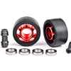 7775R Wheels, wheelie bar, 6061-T6 aluminum (red-anodized) (2)/ axle, wheelie bar, 6061-T6 aluminum (2)/ 10x15x4 ball bearings (4)