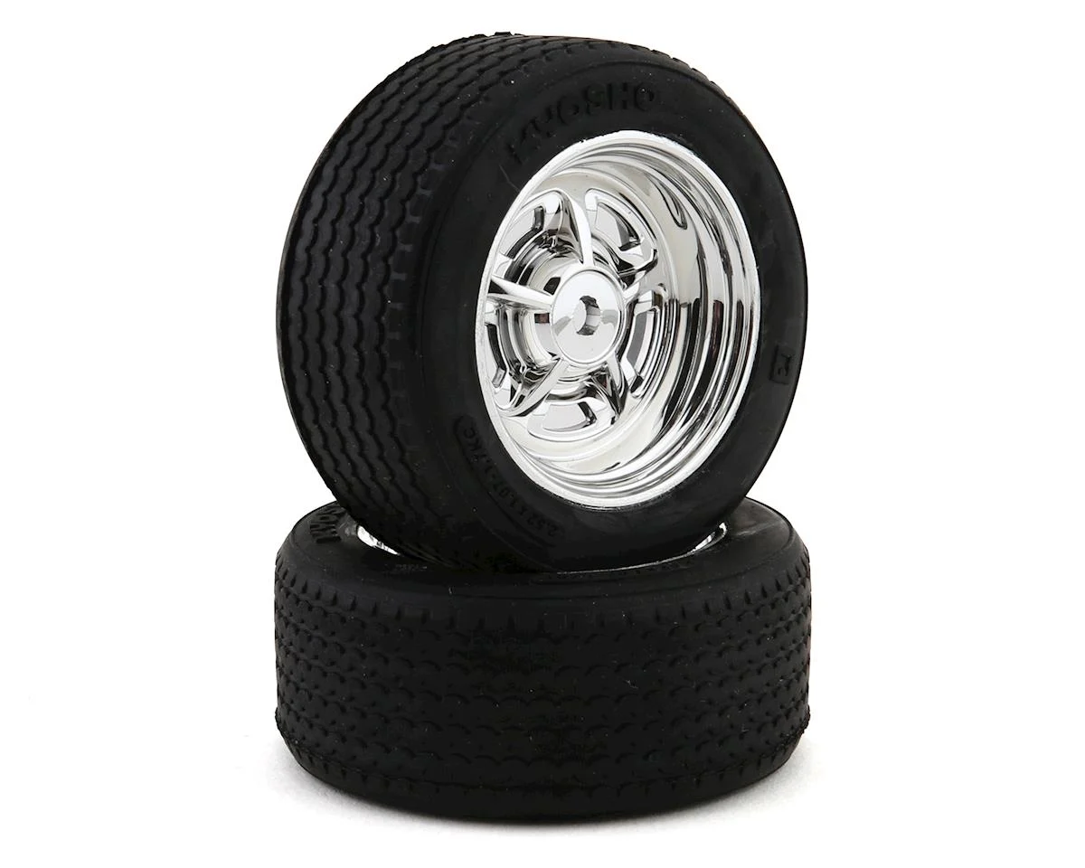 KYOFATH703SMM Kyosho Fazer Pre-Mounted Vintage Sedan Tires (Chrome) (2) (Medium) w/Rostyle 12mm Hex Wheels