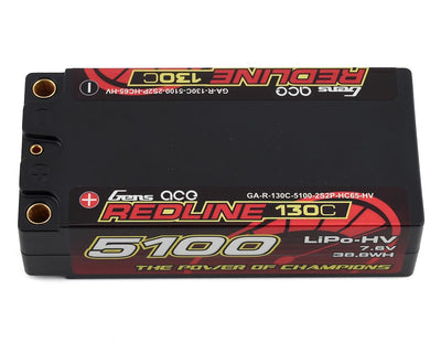 GEA51002S13D5 Gens Ace Redline 2S Shorty LiHV LiPo Battery 130C w/5mm Bullets (7.6V/5100mAh)